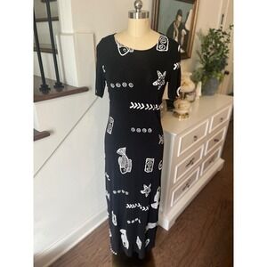 90s Tribal Y2K‎ Maxi Dress Retro Abstract Cottagecore Summer Vacation Sz M